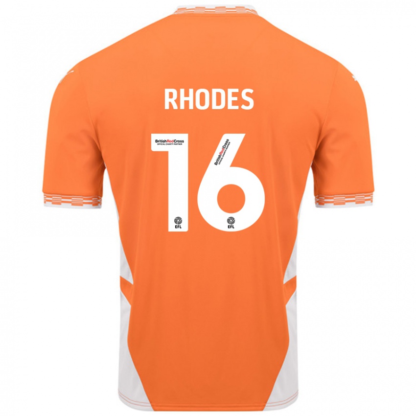 Niño Camiseta Jordan Rhodes #16 Naranja Blanco 1ª Equipación 2024/25 La Camisa Argentina