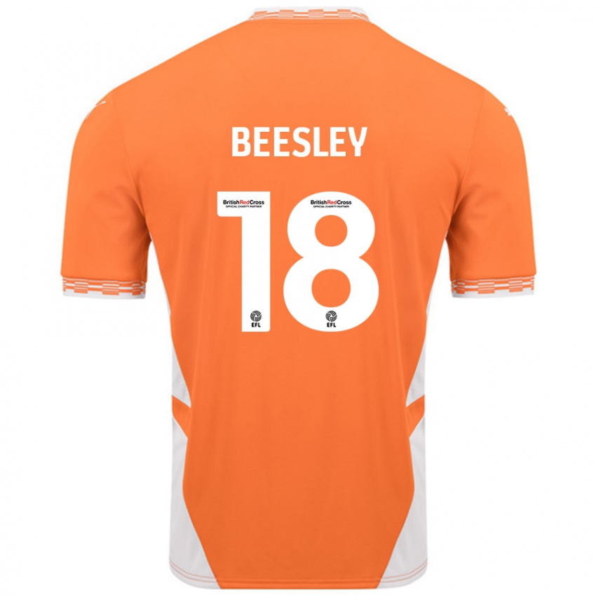 Niño Camiseta Jake Beesley #18 Naranja Blanco 1ª Equipación 2024/25 La Camisa Argentina