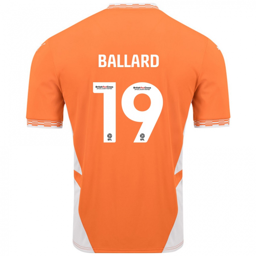 Niño Camiseta Dom Ballard #19 Naranja Blanco 1ª Equipación 2024/25 La Camisa Argentina