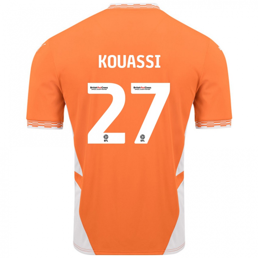 Niño Camiseta Kylian Kouassi #27 Naranja Blanco 1ª Equipación 2024/25 La Camisa Argentina