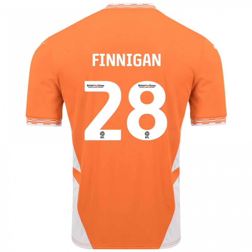 Niño Camiseta Ryan Finnigan #28 Naranja Blanco 1ª Equipación 2024/25 La Camisa Argentina