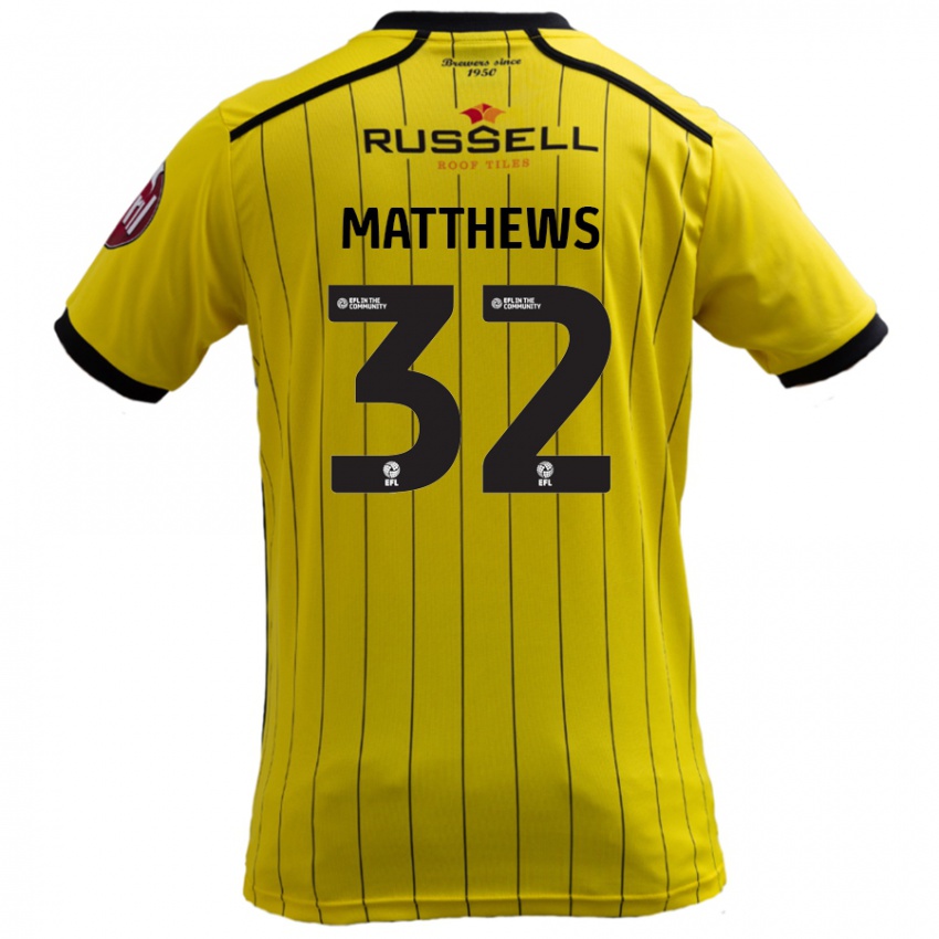 Niño Camiseta Daniel Matthews #32 Amarillo 1ª Equipación 2024/25 La Camisa Argentina