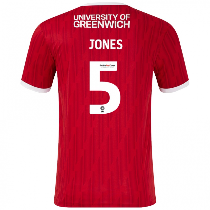 Niño Camiseta Lloyd Jones #5 Rojo Blanco 1ª Equipación 2024/25 La Camisa Argentina