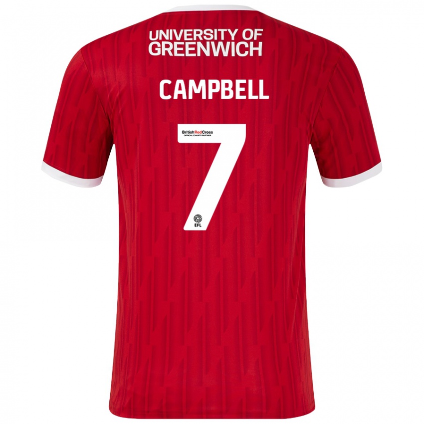 Niño Camiseta Tyreece Campbell #7 Rojo Blanco 1ª Equipación 2024/25 La Camisa Argentina