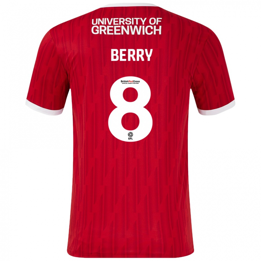 Niño Camiseta Luke Berry #8 Rojo Blanco 1ª Equipación 2024/25 La Camisa Argentina