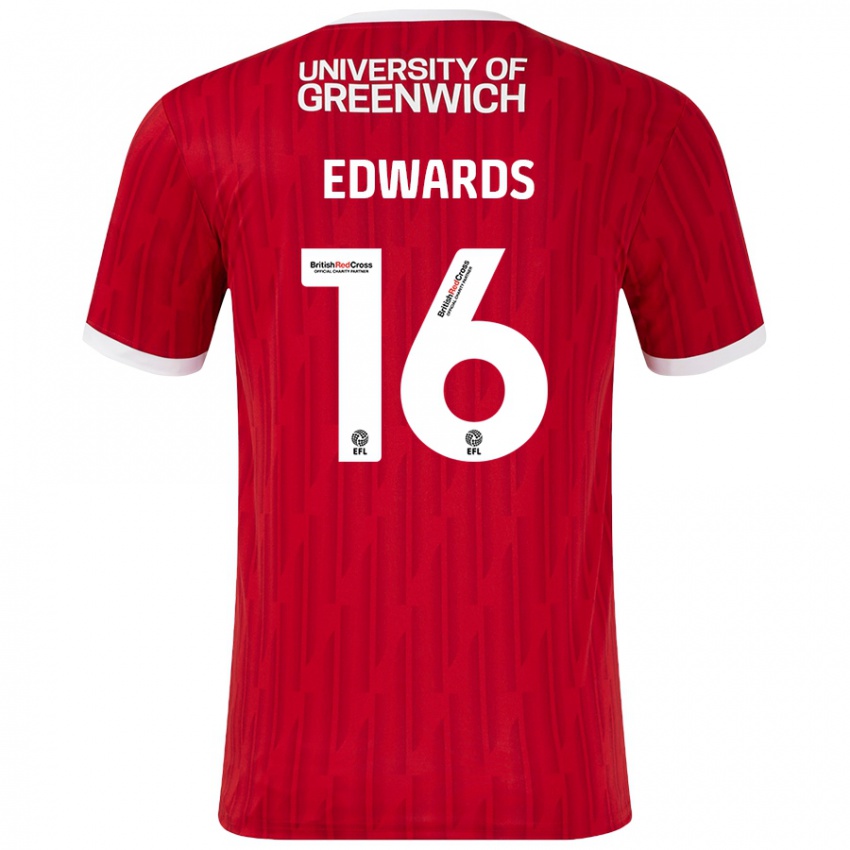 Niño Camiseta Josh Edwards #16 Rojo Blanco 1ª Equipación 2024/25 La Camisa Argentina