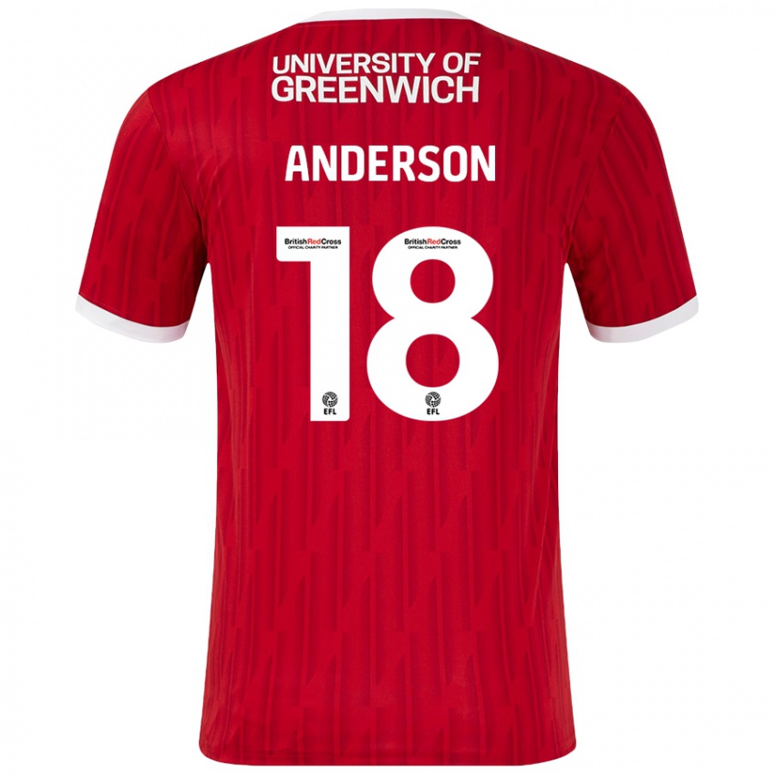 Niño Camiseta Karoy Anderson #18 Rojo Blanco 1ª Equipación 2024/25 La Camisa Argentina