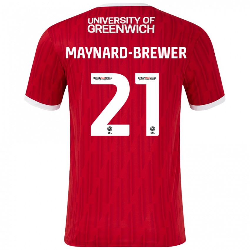 Niño Camiseta Ashley Maynard-Brewer #21 Rojo Blanco 1ª Equipación 2024/25 La Camisa Argentina