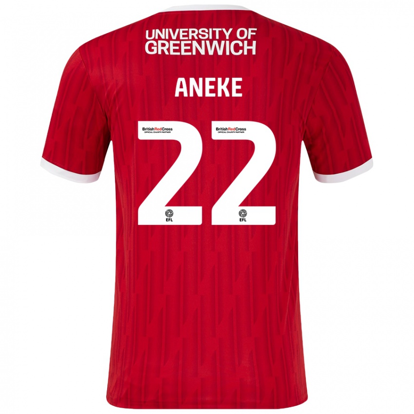 Niño Camiseta Chuks Aneke #22 Rojo Blanco 1ª Equipación 2024/25 La Camisa Argentina