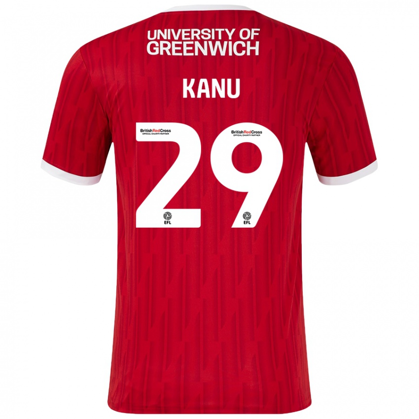 Niño Camiseta Daniel Kanu #29 Rojo Blanco 1ª Equipación 2024/25 La Camisa Argentina