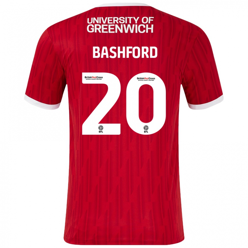 Niño Camiseta Mary Bashford #20 Rojo Blanco 1ª Equipación 2024/25 La Camisa Argentina