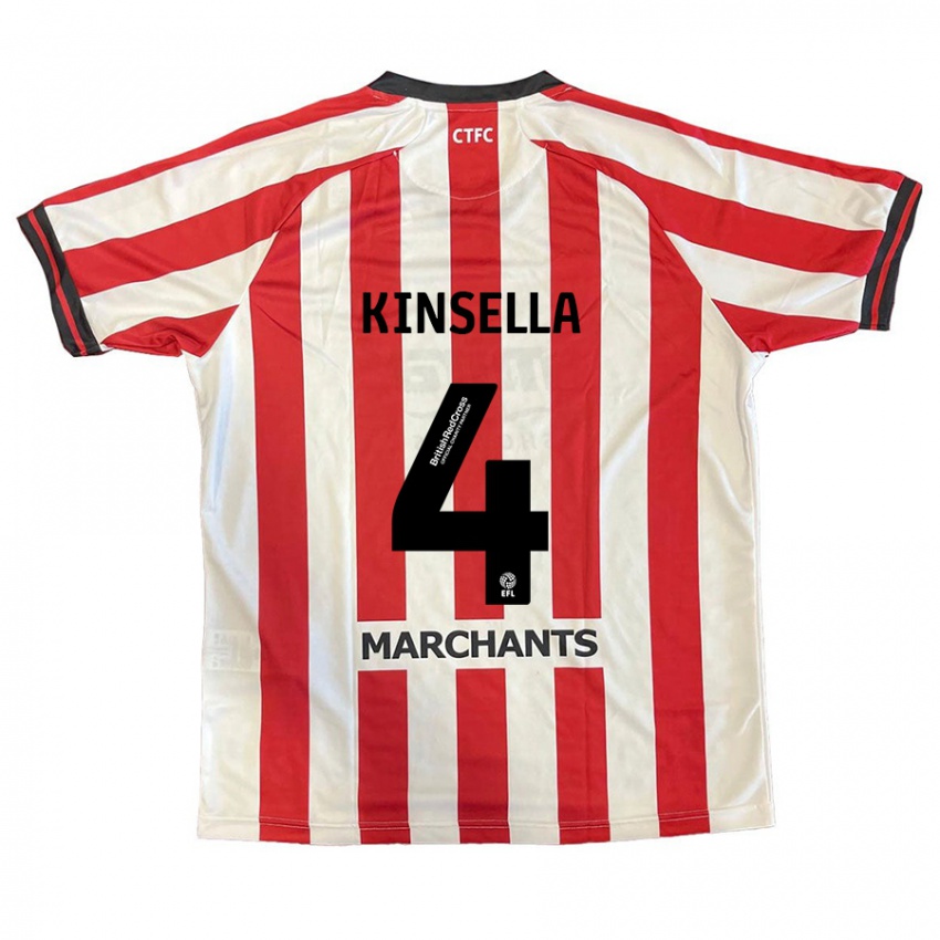 Niño Camiseta Liam Kinsella #4 Rojo Blanco 1ª Equipación 2024/25 La Camisa Argentina