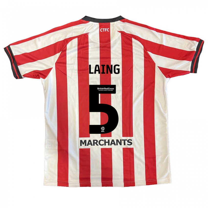 Niño Camiseta Levi Laing #5 Rojo Blanco 1ª Equipación 2024/25 La Camisa Argentina