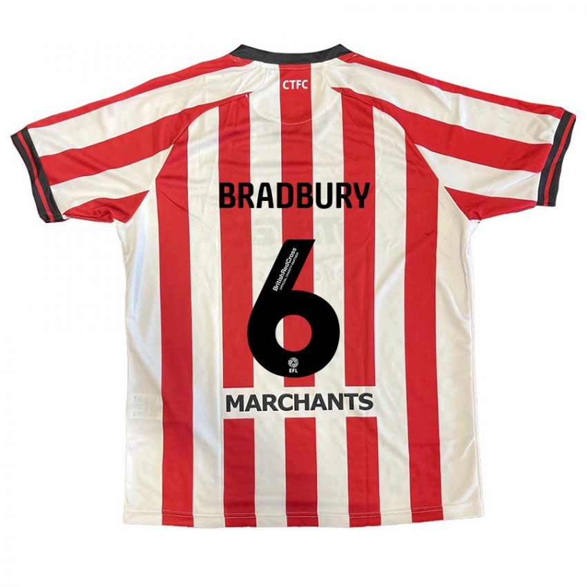 Niño Camiseta Tom Bradbury #6 Rojo Blanco 1ª Equipación 2024/25 La Camisa Argentina