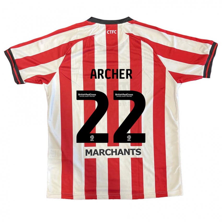 Niño Camiseta Ethon Archer #22 Rojo Blanco 1ª Equipación 2024/25 La Camisa Argentina