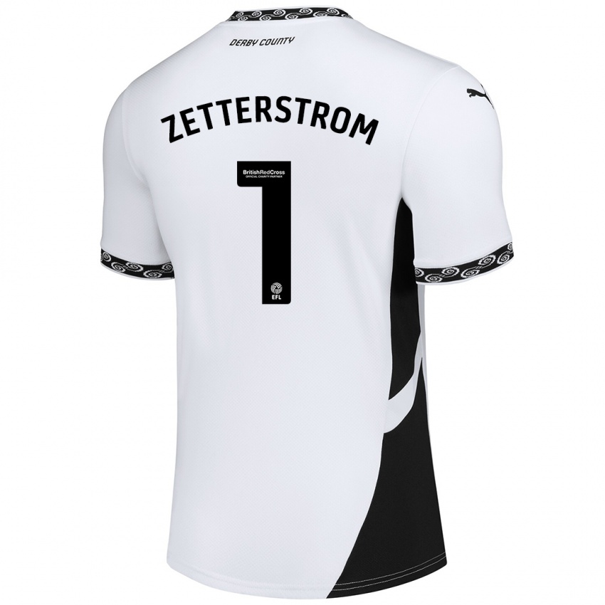 Niño Camiseta Jacob Widell Zetterström #1 Blanco Negro 1ª Equipación 2024/25 La Camisa Argentina