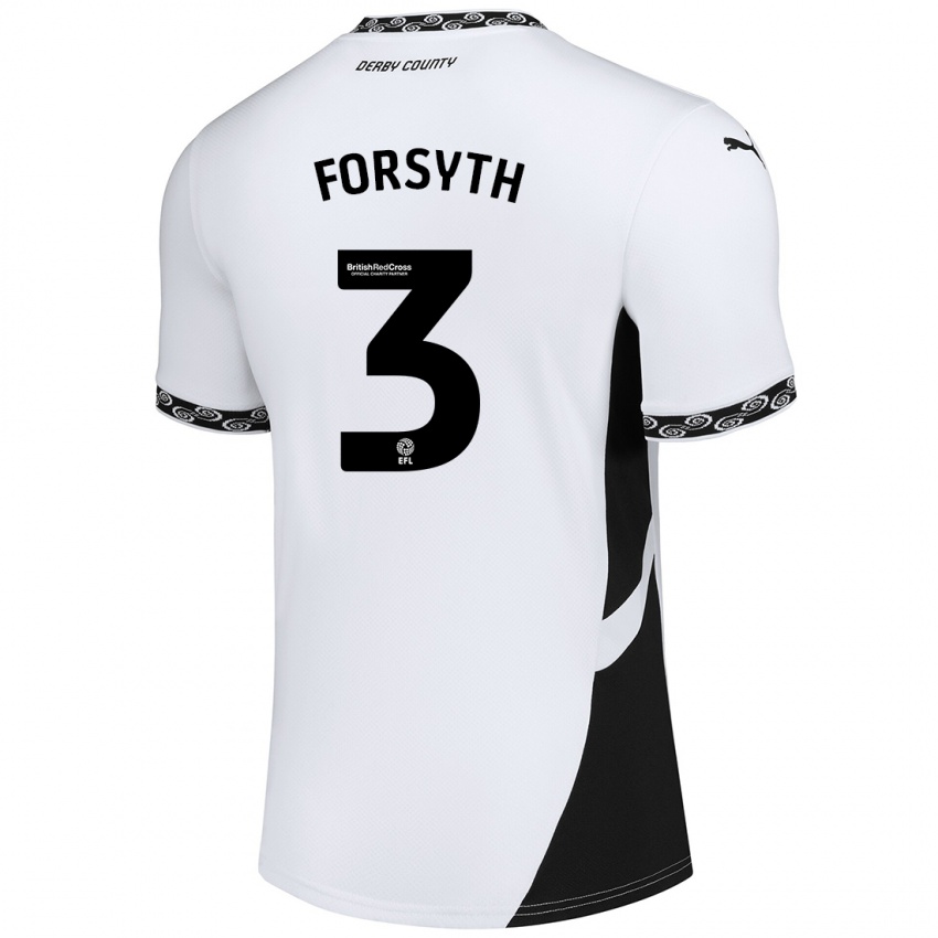 Niño Camiseta Craig Forsyth #3 Blanco Negro 1ª Equipación 2024/25 La Camisa Argentina