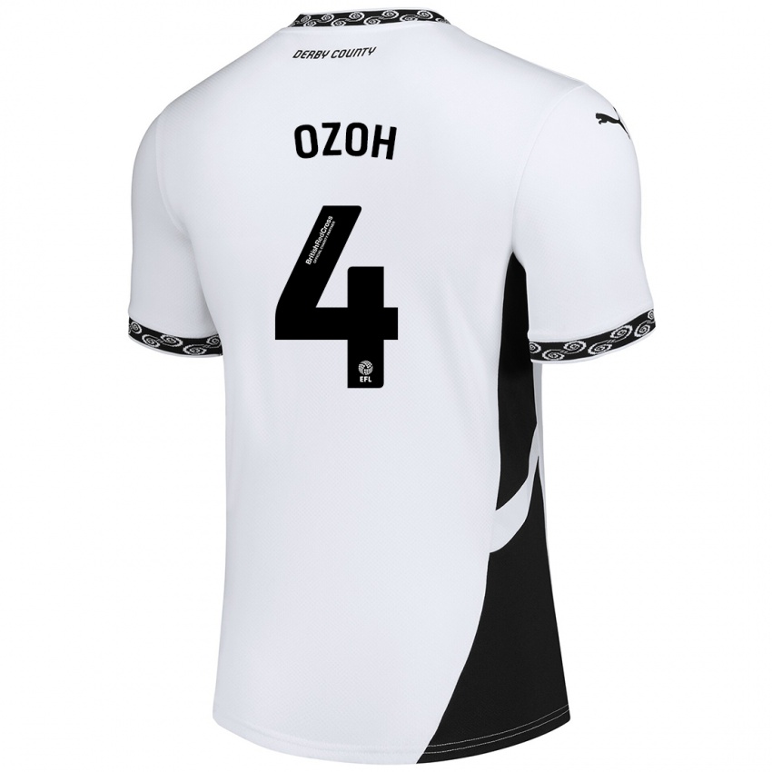 Niño Camiseta David Ozoh #4 Blanco Negro 1ª Equipación 2024/25 La Camisa Argentina