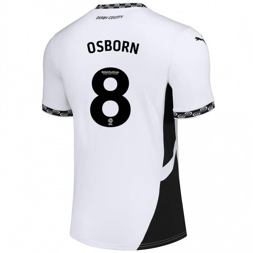 Niño Camiseta Ben Osborn #8 Blanco Negro 1ª Equipación 2024/25 La Camisa Argentina