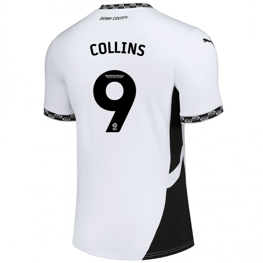 Niño Camiseta James Collins #9 Blanco Negro 1ª Equipación 2024/25 La Camisa Argentina