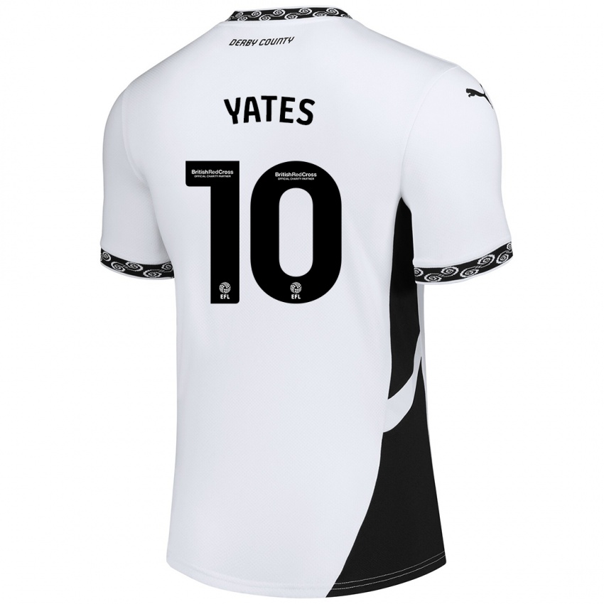 Niño Camiseta Jerry Yates #10 Blanco Negro 1ª Equipación 2024/25 La Camisa Argentina