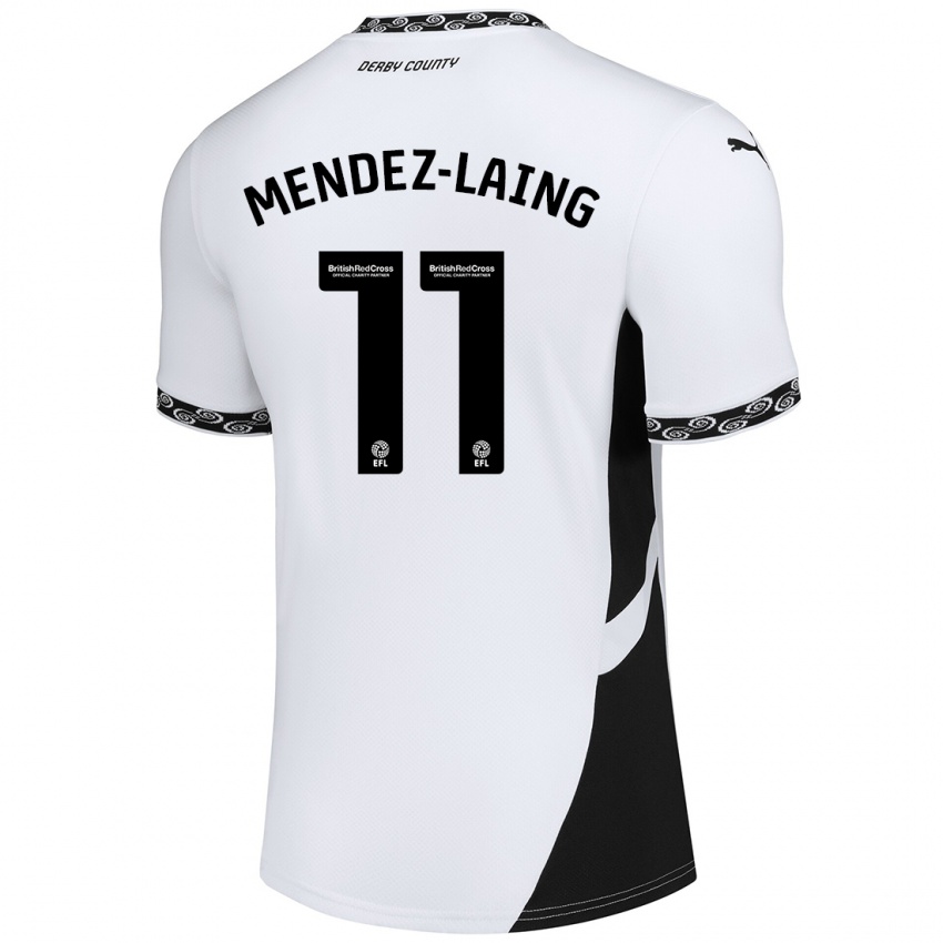 Niño Camiseta Nathaniel Méndez-Laing #11 Blanco Negro 1ª Equipación 2024/25 La Camisa Argentina