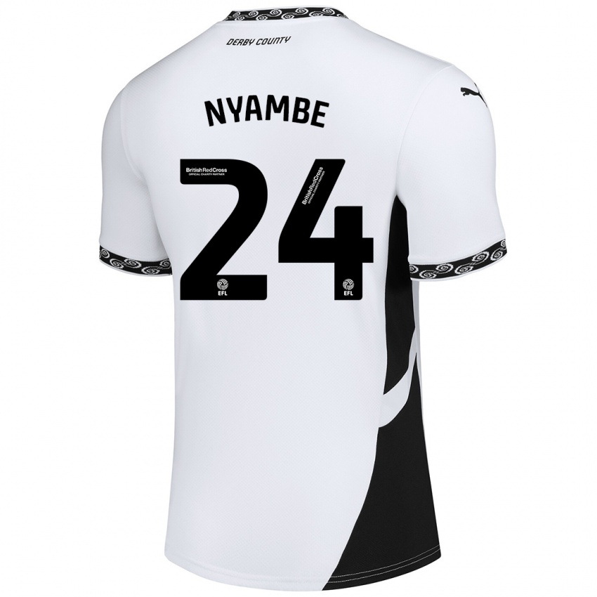 Niño Camiseta Ryan Nyambe #24 Blanco Negro 1ª Equipación 2024/25 La Camisa Argentina