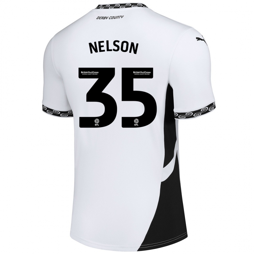 Niño Camiseta Curtis Nelson #35 Blanco Negro 1ª Equipación 2024/25 La Camisa Argentina