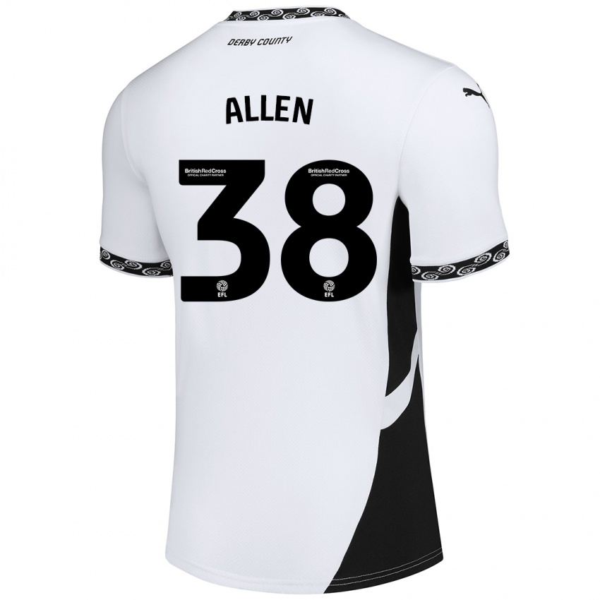 Niño Camiseta Cruz Allen #38 Blanco Negro 1ª Equipación 2024/25 La Camisa Argentina