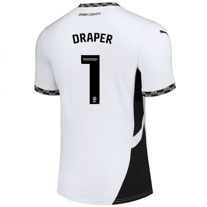 Niño Camiseta Anna Draper #1 Blanco Negro 1ª Equipación 2024/25 La Camisa Argentina