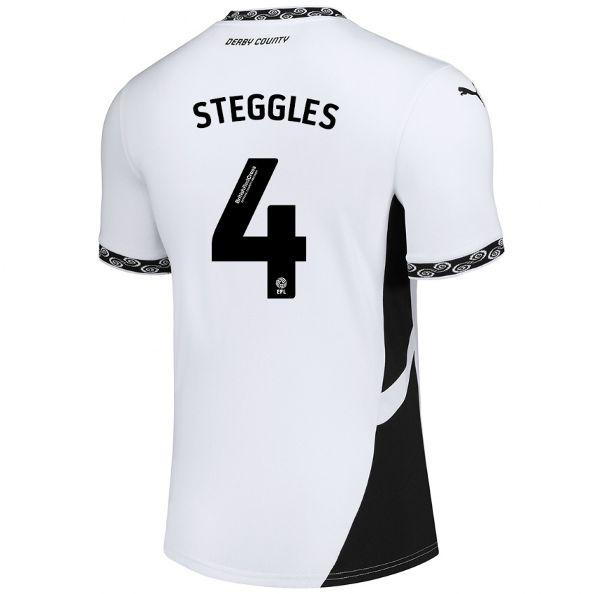 Niño Camiseta Charlotte Steggles #4 Blanco Negro 1ª Equipación 2024/25 La Camisa Argentina