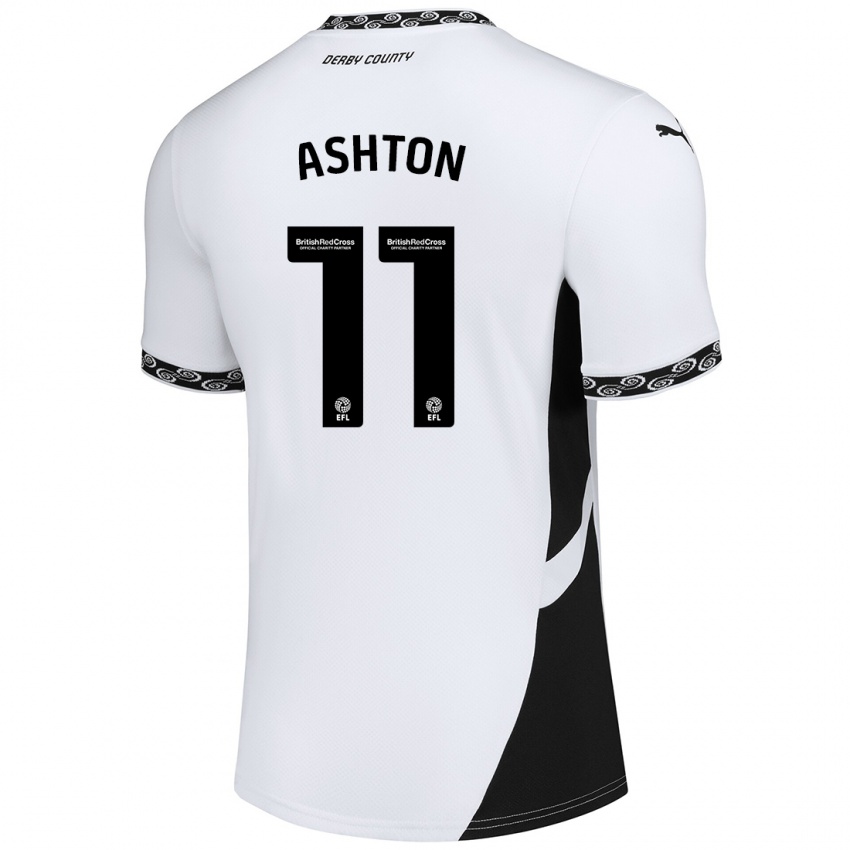 Niño Camiseta Eleanor Ashton #11 Blanco Negro 1ª Equipación 2024/25 La Camisa Argentina