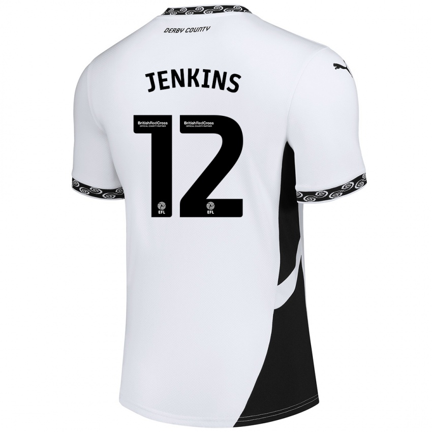 Niño Camiseta Camille Jenkins #12 Blanco Negro 1ª Equipación 2024/25 La Camisa Argentina