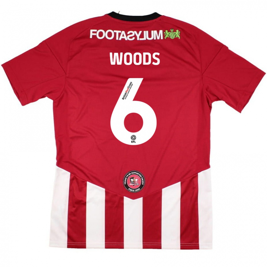 Niño Camiseta Ryan Woods #6 Rojo Blanco 1ª Equipación 2024/25 La Camisa Argentina