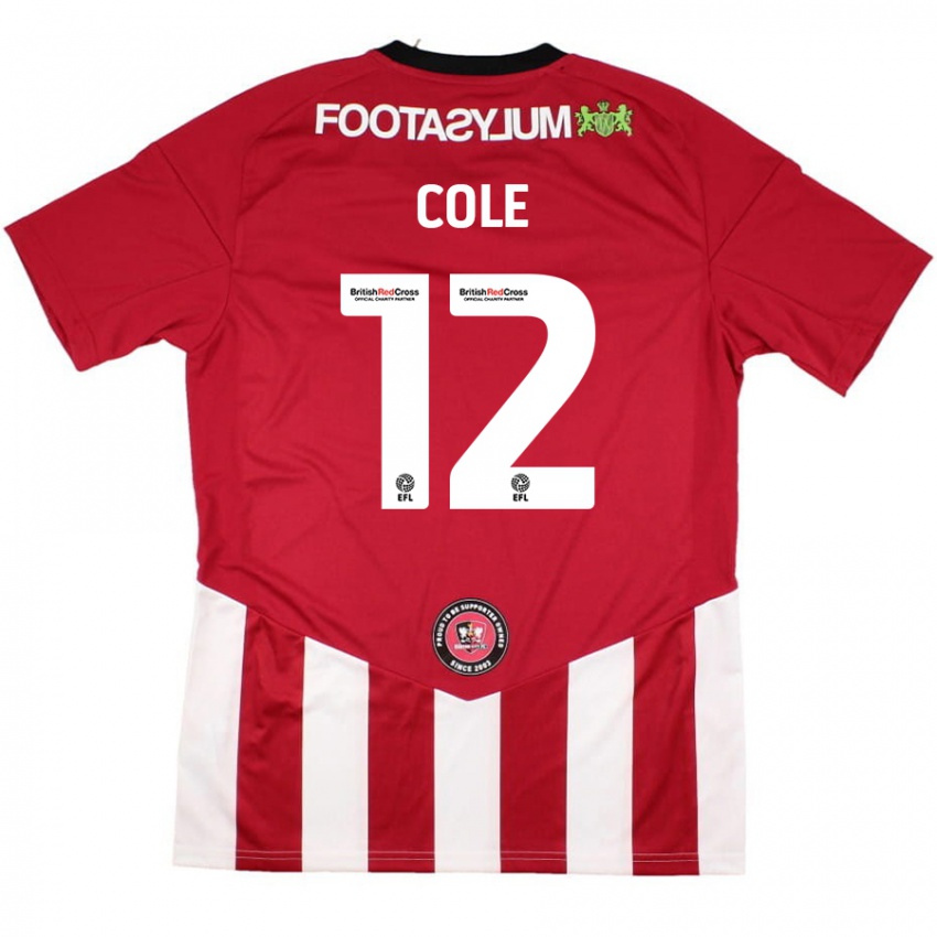 Niño Camiseta Reece Cole #12 Rojo Blanco 1ª Equipación 2024/25 La Camisa Argentina