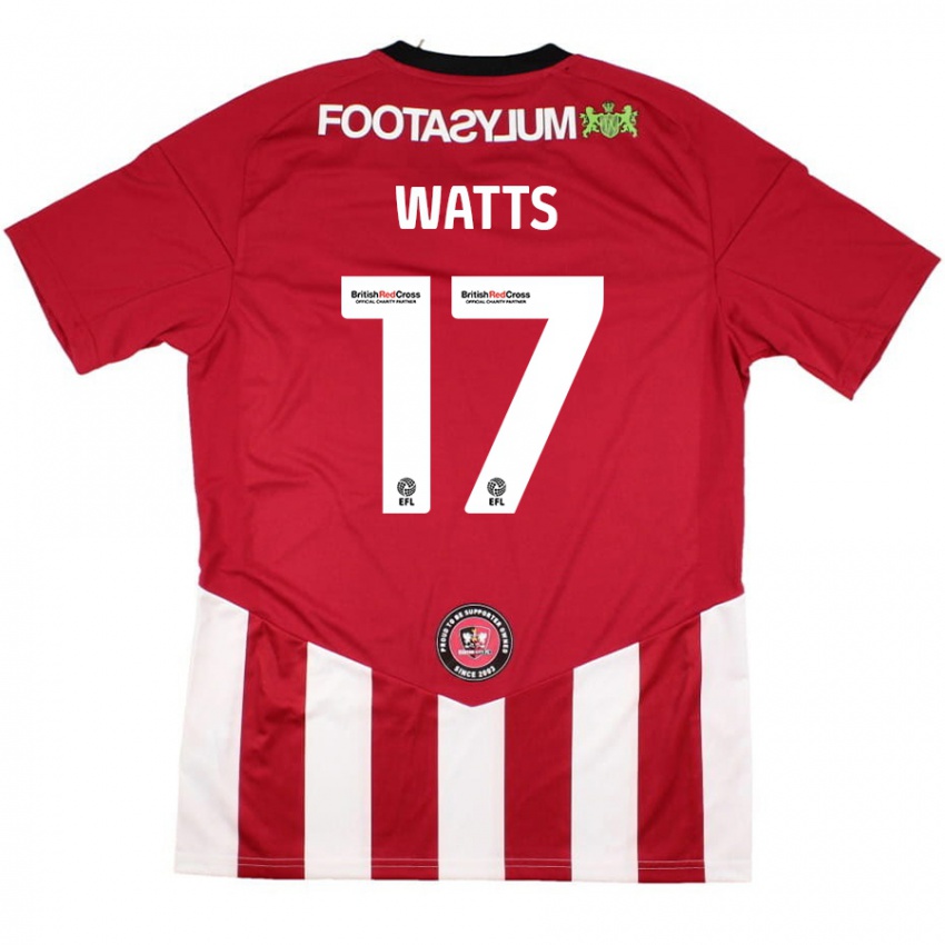 Niño Camiseta Caleb Watts #17 Rojo Blanco 1ª Equipación 2024/25 La Camisa Argentina