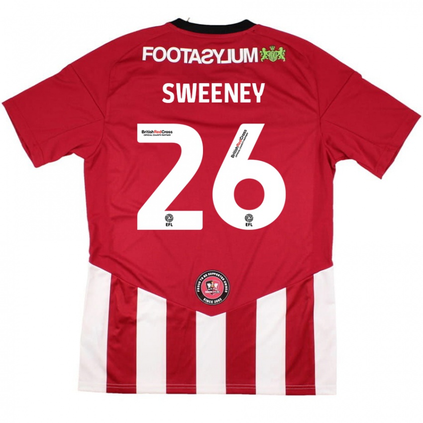 Niño Camiseta Pierce Sweeney #26 Rojo Blanco 1ª Equipación 2024/25 La Camisa Argentina