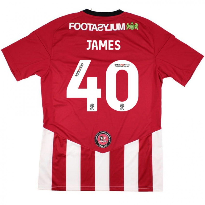 Niño Camiseta Ed James #40 Rojo Blanco 1ª Equipación 2024/25 La Camisa Argentina