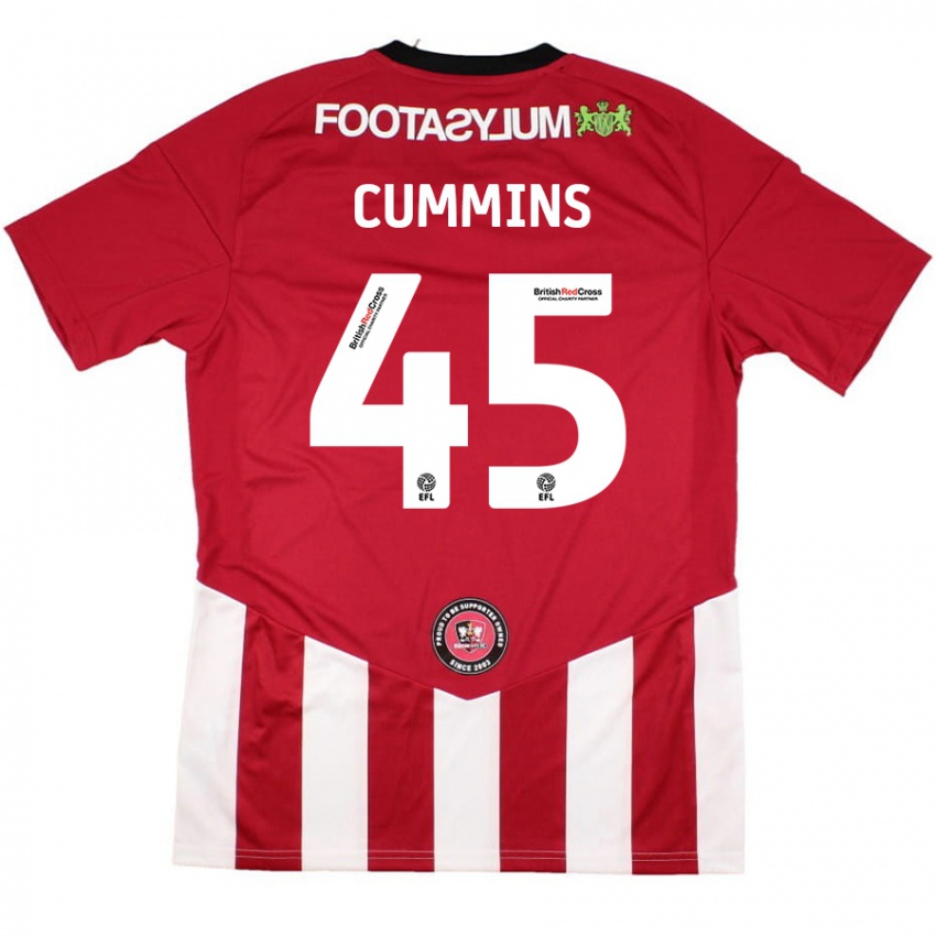 Niño Camiseta Charlie Cummins #45 Rojo Blanco 1ª Equipación 2024/25 La Camisa Argentina