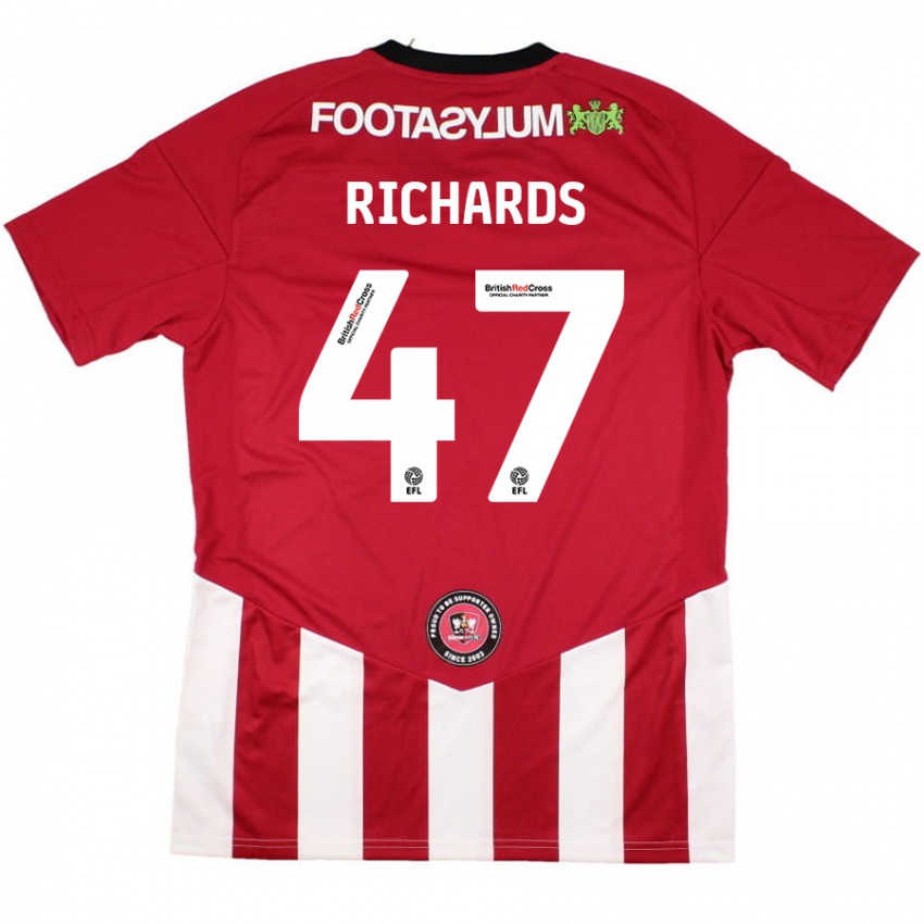 Niño Camiseta Jake Richards #47 Rojo Blanco 1ª Equipación 2024/25 La Camisa Argentina