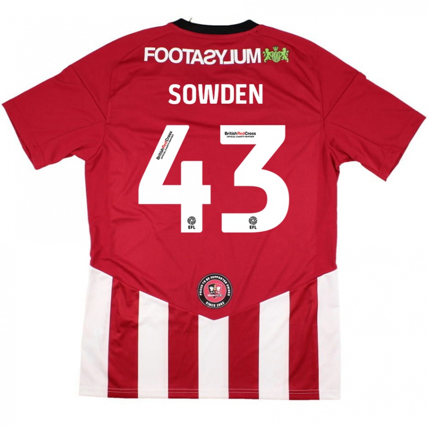 Niño Camiseta Andrew Sowden #43 Rojo Blanco 1ª Equipación 2024/25 La Camisa Argentina