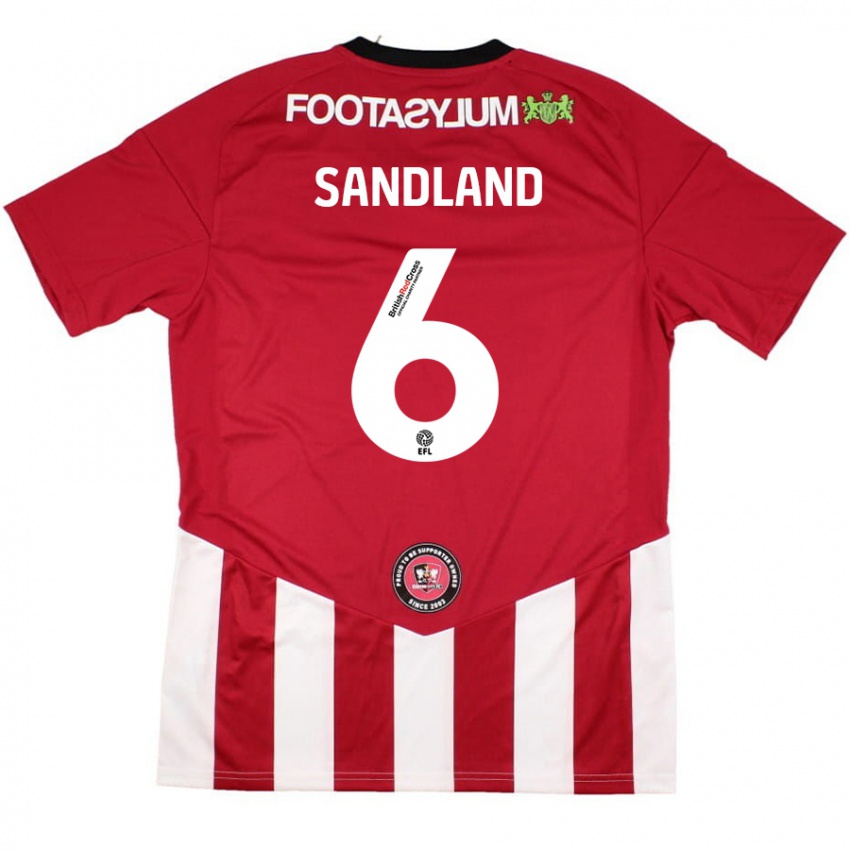 Niño Camiseta Jess Sandland #6 Rojo Blanco 1ª Equipación 2024/25 La Camisa Argentina