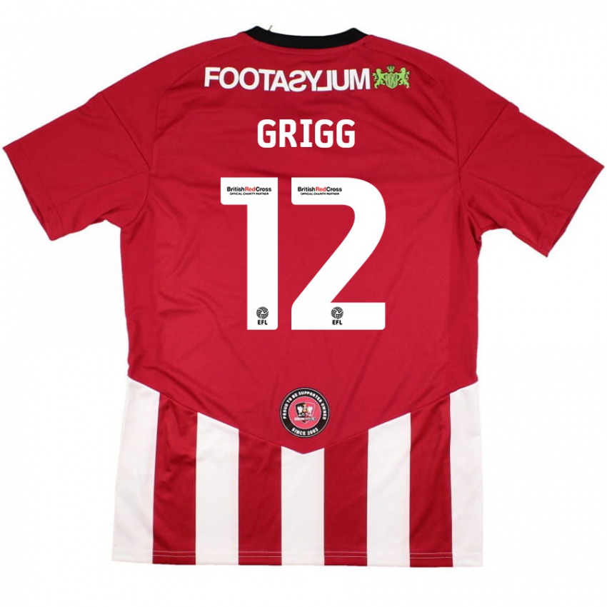 Niño Camiseta Katie Grigg #12 Rojo Blanco 1ª Equipación 2024/25 La Camisa Argentina