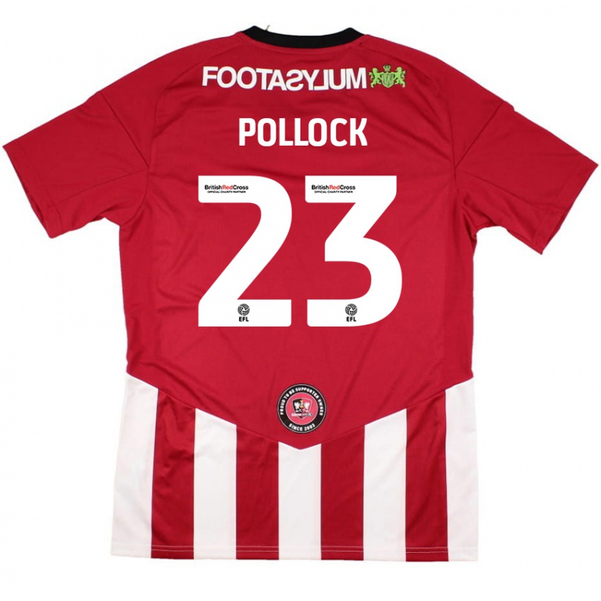 Niño Camiseta Amber Pollock #23 Rojo Blanco 1ª Equipación 2024/25 La Camisa Argentina