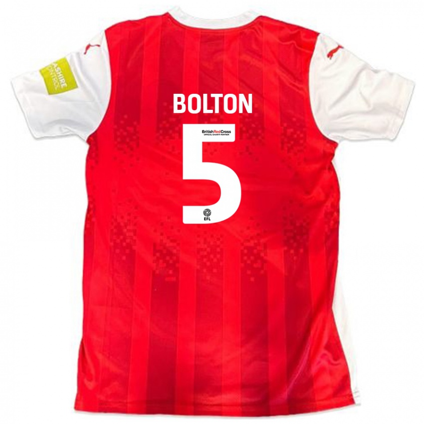 Niño Camiseta James Bolton #5 Rojo Blanco 1ª Equipación 2024/25 La Camisa Argentina