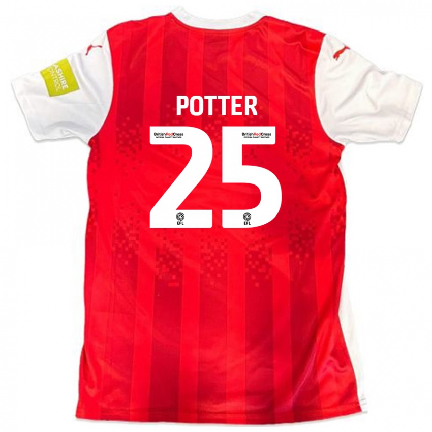 Niño Camiseta Finley Potter #25 Rojo Blanco 1ª Equipación 2024/25 La Camisa Argentina