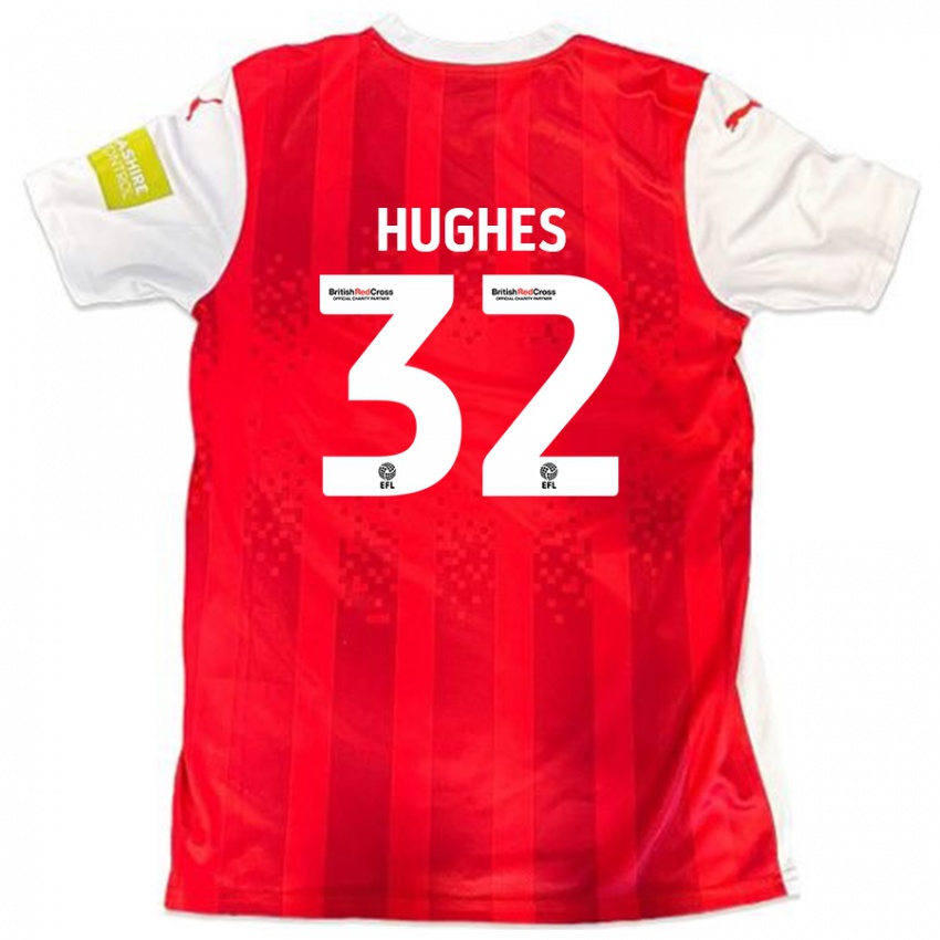 Niño Camiseta Kayden Hughes #32 Rojo Blanco 1ª Equipación 2024/25 La Camisa Argentina