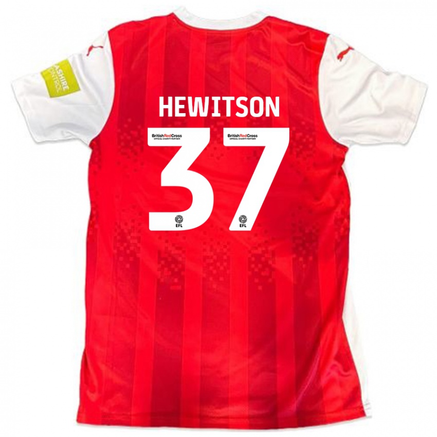 Niño Camiseta Luke Hewitson #37 Rojo Blanco 1ª Equipación 2024/25 La Camisa Argentina