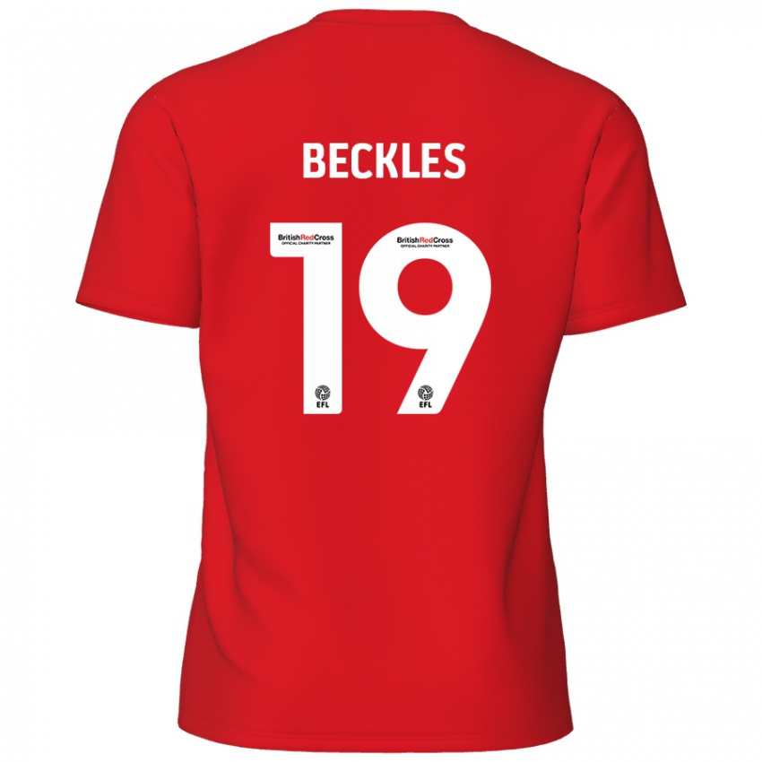 Niño Camiseta Omar Beckles #19 Rojo 1ª Equipación 2024/25 La Camisa Argentina