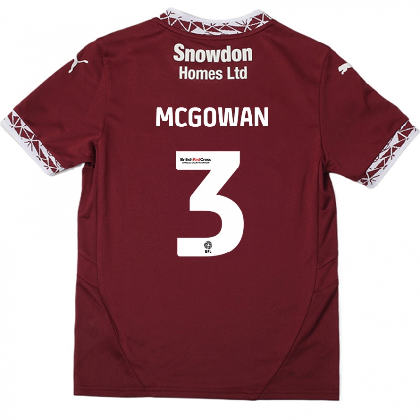 Niño Camiseta Aaron Mcgowan #3 Borgoña 1ª Equipación 2024/25 La Camisa Argentina